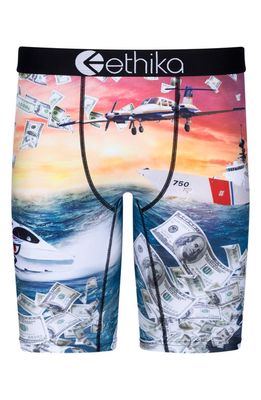 Ethika Kids' Smuggler Boxer Briefs in Black/Blue Multi