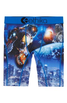 Ethika Kids' Space Cowboy Boxer Briefs in Black/blue