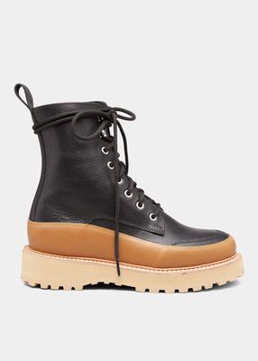 Etna Colorblock Leather Combat Boots