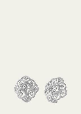 Etoilee 18K White Gold Diamond Button Earrings