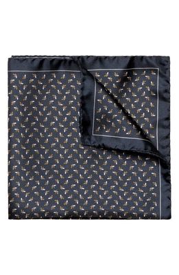 Eton Banana Print Silk Pocket Square in Navy 