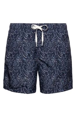 Eton Bandana Print Swim Trunks in Blue