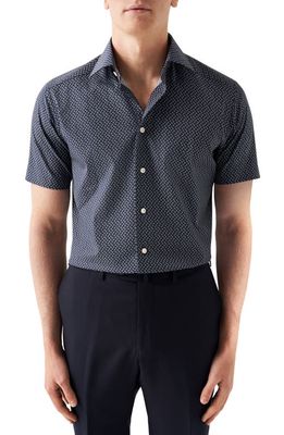 Eton Contemporary Fit Banana Print Short Sleeve Shirt in Navy