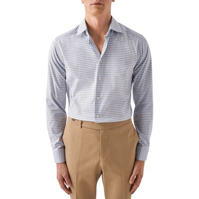 Eton Contemporary Fit Check Dress Shirt in Light Blue