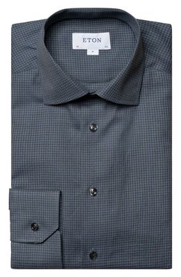 Eton Contemporary Fit Check Flannel Dress Shirt in Medium Blue