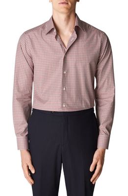 Eton Contemporary Fit Check Stretch Shirt in Brown/Red