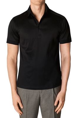 Eton Contemporary Fit Cotton Jersey Polo in Black