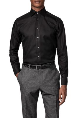 Eton Contemporary Fit Diagonal Weave Dress Shirt in Black