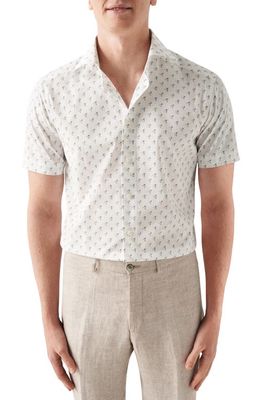 Eton Contemporary Fit Drink Print Short Sleeve Shirt in Natural