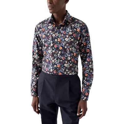 Eton Contemporary Fit Floral Dress Shirt in Navy