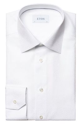Eton Contemporary Fit Geometric Jacquard Dress Shirt in White