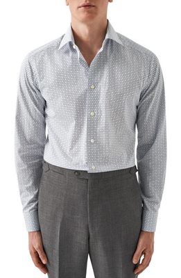 Eton Contemporary Fit Geometric Medallion Print Dress Shirt in Natural/Grey