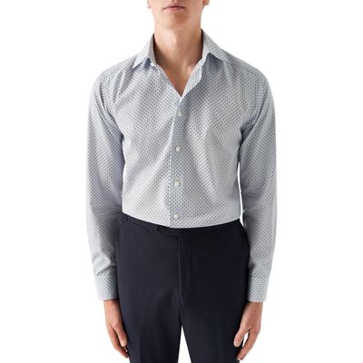 Eton Contemporary Fit Geometric Print Dress Shirt in Lt/Pastel Blue at Nordstrom, Size 18 - R