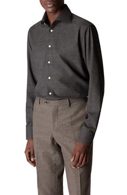 Eton Contemporary Fit Houndstooth Merino Wool Dress Shirt in Grey