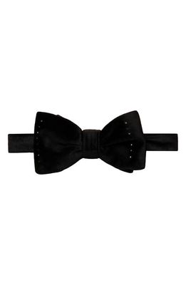 Eton Crystal Embellished Velvet Bow Tie in Black