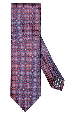 Eton Diamond Jacquard Silk Tie in Medium Red