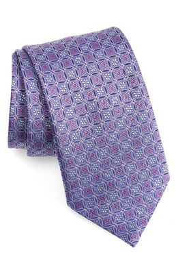 Eton Floral Circle Silk Tie in Dark Purple