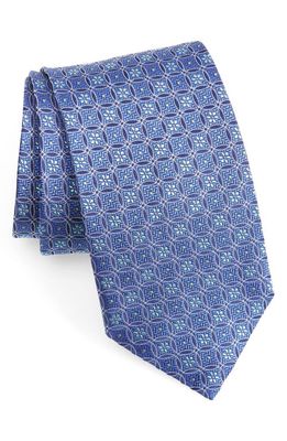 Eton Floral Circle Silk Tie in Navy
