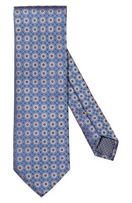 Eton Floral Medallion Silk Tie in Medium Blue