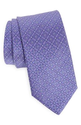 Eton Floral Medallion Silk Tie in Purple