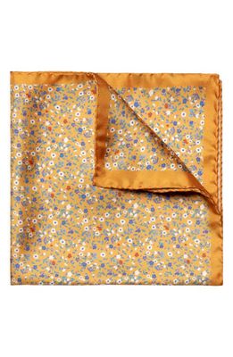 Eton Floral Silk Pocket Square in Lt/Pastel Yellow