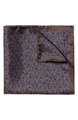 Eton Floral Silk Pocket Square in Medium Gray