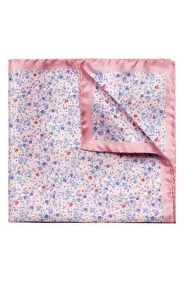 Eton Floral Silk Pocket Square in Medium Pink