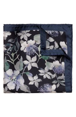 Eton Floral Silk Pocket Square in Navy