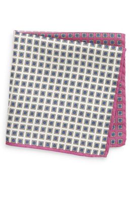 Eton Four Quadrant Silk Pocket Square in Red/pink