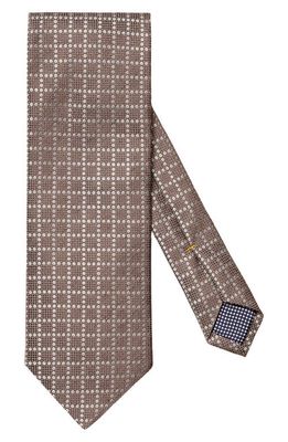 Eton Geometric Linen & Silk Tie in Medium Brown