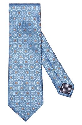 Eton Medallion Floral Silk Tie in Medium Blue