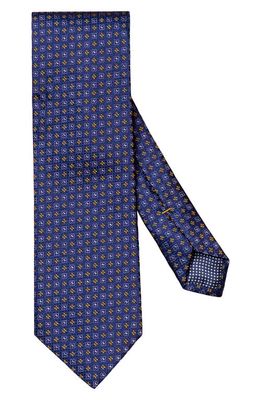 Eton Neat Floral Silk Tie in Dark Blue