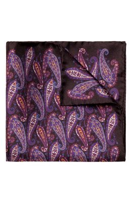 Eton Paisley Silk Pocket Square in Dark Purple