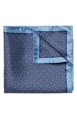 Eton Paisley Silk Pocket Square in Medium Blue