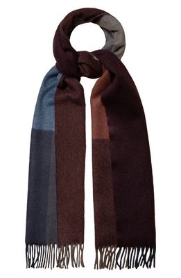 Eton Plaid Cashmere Twill Fringe Scarf in Pink/Red