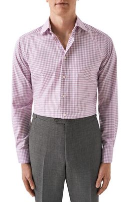 Eton Slim Fit Check Organic Cotton Dress Shirt in Medium Pink