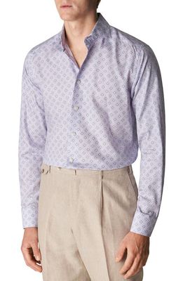 Eton Slim Fit Diamond Medallion Cotton & Lyocell Dress Shirt in Light/Pastel Purple
