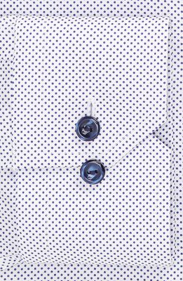 Eton Slim Fit Dot Dress Shirt in White/Navy