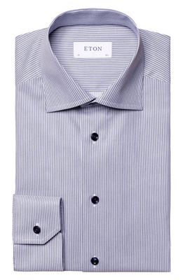 Eton Slim Fit Dual Stripe Dress Shirt in Medium Blue