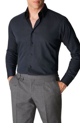 Eton Slim Fit Flannel Shirt in Dark Grey