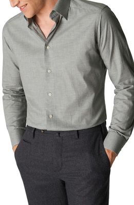 Eton Slim Fit Flannel Shirt in Light Grey