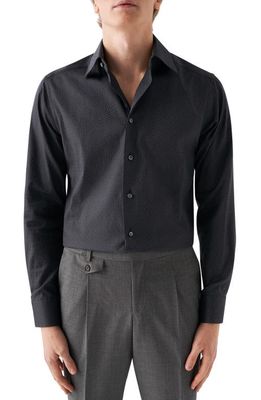 Eton Slim Fit Floral Cotton Jacquard Dress Shirt in Black at Nordstrom, Size 15R