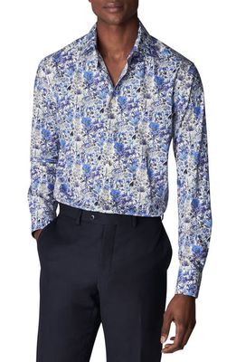 Eton Slim Fit Floral Dress Shirt in Medium Blue