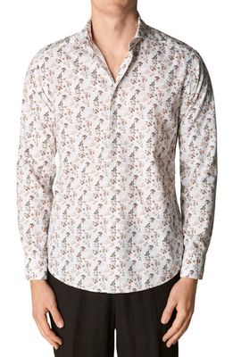 Eton Slim Fit Floral Organic Cotton & Lyocell Dress Shirt in White/Medium Pink