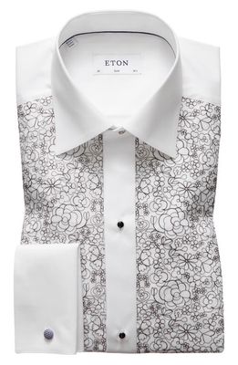 Eton Slim Fit Floral Tuxedo Shirt in White