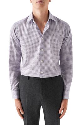 Eton Slim Fit Geometric Print Dress Shirt in Medium Pink