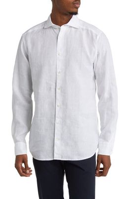 Eton Slim Fit Linen Dress Shirt in Natural White