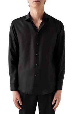 Eton Slim Fit Silk Twill Dress Shirt in Black