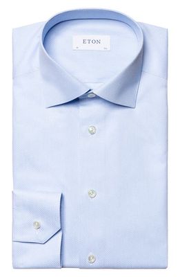 Eton Slim Fit Textured Solid Dress Shirt in Light/Pastel Blue