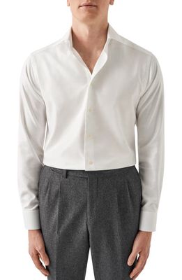 Eton Slim Fit Textured Stretch Twill Dress Shirt in Natural